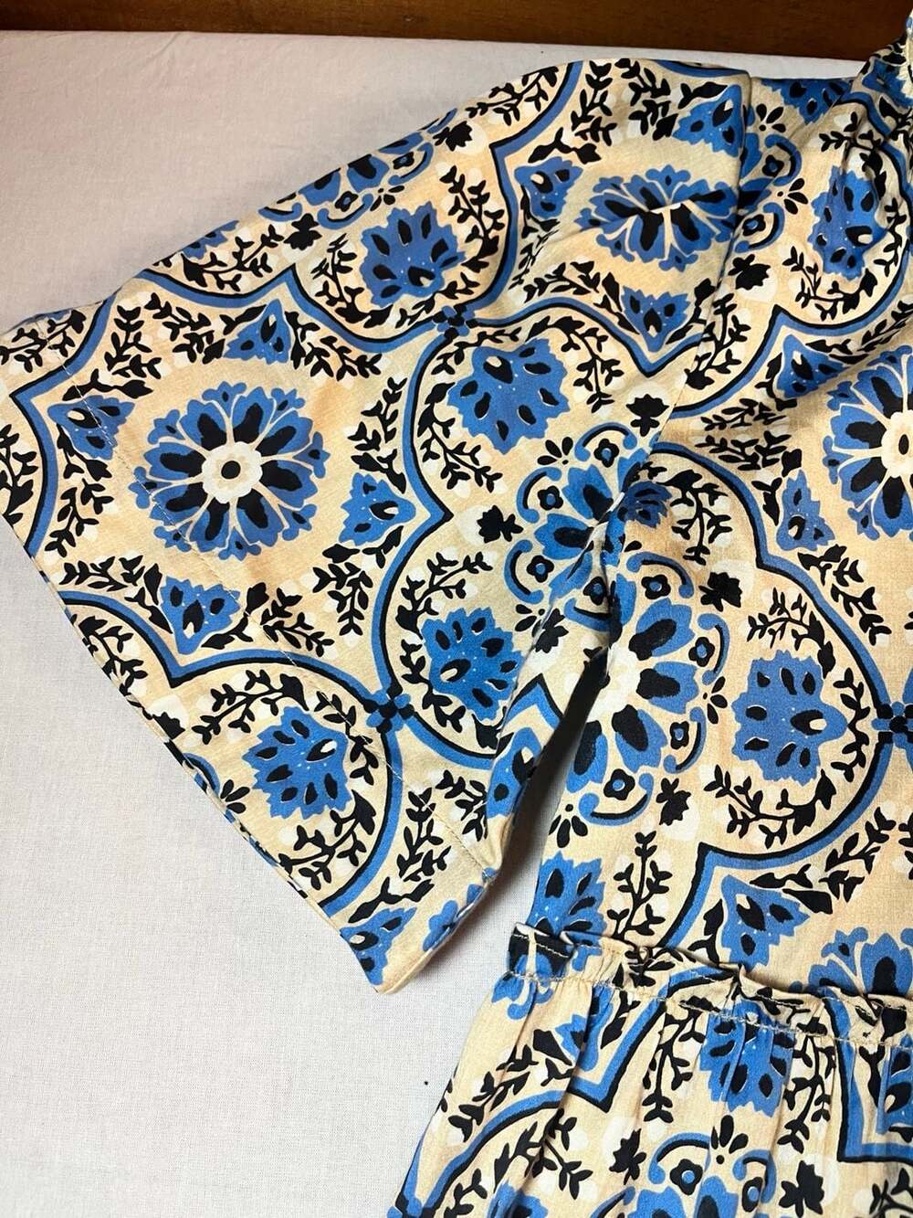 Tuckernuck Blue and White Medallion Print Ruffle Crawford Dress - Picture 3 of 8